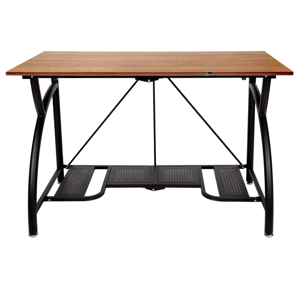 Origami Folding Computer Desk for Office Study Students Bedroom Home Gaming and Craft - Space Saving Foldable Desk Table, Fits Dual Monitors and Laptop, Collapsible, No Assembly Required (Wood, Large) Origami