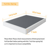 SHLAND 7 Inch Box Spring Full Size Bed Base, 3000 lbs Black Heavy Duty Metal Mattress Foundation with Easy Clean Fabric Cover, No Noise,Easy Assembly SHLAND