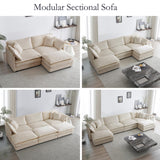 GNIXUU Deep Seat Sectional Sofa, 76.7" Comfy Cloud Couch loveseat with Ottoman, Modern Chenille Love Seat Upholstered Modular Couch Sleeper for Living Room, Apartment, Studio, Office(Camel). GNIXUU