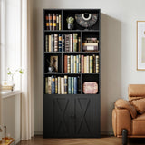 IRONCK Bookcase with Doors, Tall Bookshelf with Storage, Bookshelves and Bookcases with 8 Open Cubes for Living Room, Bedroom, Office IRONCK