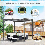 Outsunny 10' x 10' Outdoor Retractable Pergola Canopy, Metal Patio Shade Shelter for Backyard, Porch Party, Garden, Grill Gazebo, Gray Outsunny