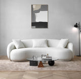 Acanva Modern Curved Sectional Living Room Couch, Minimalist Comfy Boucle Fabric Modular Sofa for Apartment, Home Office, 3-Seater, White Acanva