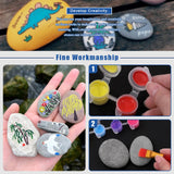 Glarks 34Pcs Rock Painting Kit, Including 15Pcs 2"-3" Flat Painting Stones River Rocks, 12 Colors Non-Toxic Washable Paint, 6Pcs Paint Brushes and 1Pc Palette for DIY Arts and Craft Activities Glarks