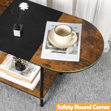 Coffee Tables for Living Room,2-Tier Small Coffee Table Farmhouse Oval Center Table with Storage Shelf and Wood Tabletop,for Small Space,Home Office,Black & Brown Shinoske