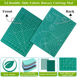 Rotary Cutter Set, Audab Self Healing Sewing Mats Rotary Cutter and Mat 45mm Rotary Fabric Cutter Set with 2 Blades Rotary Cutting Mat for Crafts Fabric Quilting Hobby (9" x 12" (A4)) Audab