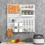 VEOFEMLEA Peg Board Combination Kit, 4 Pegboards with 20 Accessories, Pegboard Wall Organizer for Office, Nursery & Home Storage, Key Holder, 25.6"x25.6" – Nail-Free Installation（White） VEOFEMLEA