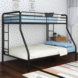 DHP Dusty Metal Bunk Bed Frame for Kids, Teens, and Adults, With Angled Ladder, High Full Length Guardrail, Smooth Rounded Edges, No Boxspring Required, For Small Spaces, Twin-Over-Full, Black DHP