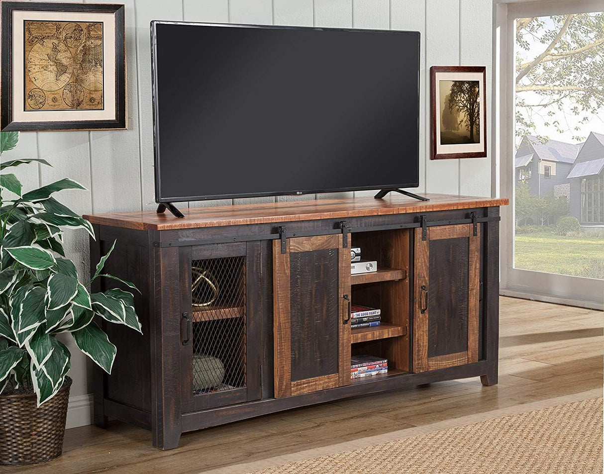 Martin Svensson Home Santa Fe 70" TV Stand | Antique Black & Aged Distressed Pine Martin Svensson Home