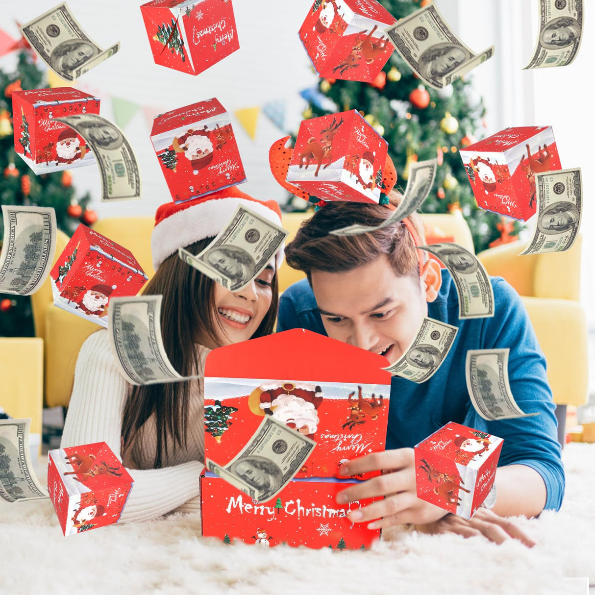 12pcs Surprise Gift Box Explosion, Merry Christmas Folding Bouncing Envelope (Red) BIXMK