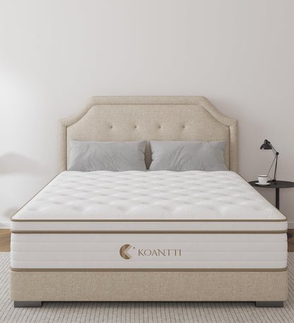 KOANTTI King Size Mattress,12 Inch Hybrid Mattress in a Box with Gel Memory Foam,Individually Wrapped Pocket Coils Innerspring,Pressure-Relieving and Supportive.