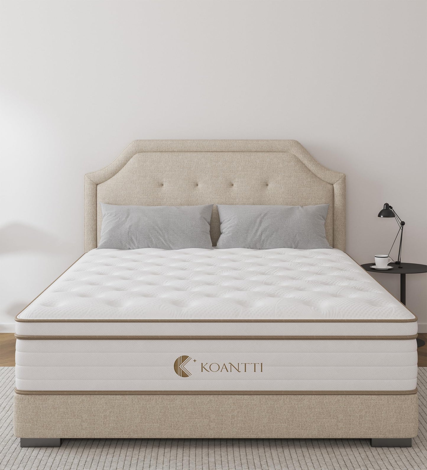 KOANTTI Queen Size Mattress,10 Inch Grey Memory Foam Hybrid Queen Mattresses in a Box,Individual Pocket Spring Breathable Comfortable for Sleep Supportive and Pressure Relief,CertiPUR-US.