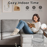 Bezseller 107.3" Sectional Couches for Living Room, U Shaped Modular Sofa Couch with Cushion & Chenille Fabric, 4-Seat Comfy Furniture Sets with Double Chaise for Apartment, Reception Room, Grey Bezseller