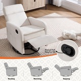 Ketaiyou Swivel Rocking Recliner Chair for Adults, Rocker Nursery Glider Chair for Living Room Bedroom, Upholstered Fabric Reclining Single Sofa Chair(Beige) Ketaiyou