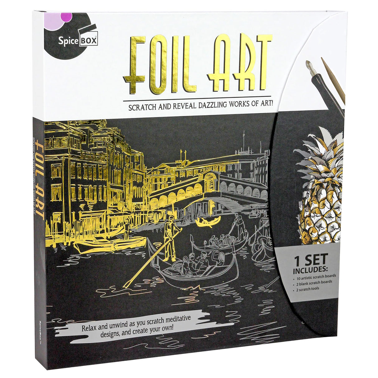SpiceBox Sketch Plus: Foil Art Kit - Unleash Your Inner Artist with Shimmering Masterpieces SpiceBox