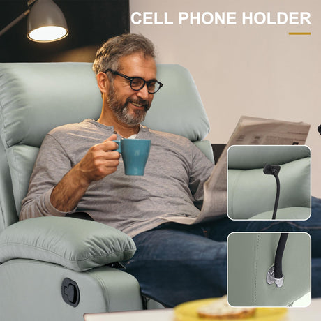 Cooexult Swivel Rocker Recliner Chair, Rocking Recliner Chair with Microfiber Leather, Small Manual Recliner Chair for Living Room, Nursery, Bedroom, RV, Green Cooexult