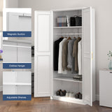 TIMELESS PIECES Metal Wardrobe Cabinets，Armoire Wardrobe Closet with Hanging Rod,Clothes Storage Cabinet with Adjustable Shelves and Doors, Clothing Cabinet for Bedroom, Office, Laundry Room TIMELESS PIECES