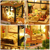 GuDoQi DIY Miniature Dollhouse Kit, Tiny House kit with Furniture, Miniature House Kit 1:24 Scale, Great Handmade Crafts Gift for Birthday Christmas Day, Villa with Courtyard GuDoQi