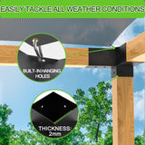 Pergola Brackets Kit 4x4(Actual: 3.5x3.5'') Pergola Kit with Brackets 3-Way Right Angle Corner Bracket Woodworks DIY Post Base Kitp Semoprus