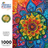 Cross & Glory - Rainbow Mandala Mirage - 1000 Piece Jigsaw Puzzle for Adults | Mesmerizing Colorful Design | Premium Quality | 20x27 Inches | Perfect for Family Fun Cross & Glory