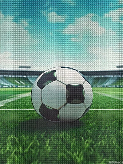 TUTUMAY21 Football Field Soccer Round Diamond Painting Kits for Adults Full Drill Art Picture for Home Wall Decoration Gifts 12x16in