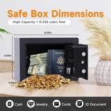 Goldenkey Home Safe for Money, Digital Small Money Safe for Cash and Coin, Kids Safe Bank with Keys&Code, Mini Safe Box for Home, 6.69"D x 9.05"W x 6.69"H, 0.236 Cu.Ft. GOLDENKEY