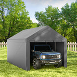 Carport 10x20ft Heavy Duty Canopy Storage Shed,Portable Garage Party Tent,Portable Garage with Removable Sidewalls & Doors All-Season Tarp for Car,Truck,Party SNC24# (W/Grey) - WoodArtSupply