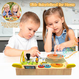 JGOBUB Montessori Toddler Toys - Baby Wooden Busy Board - Sensory Toys with Light Switch - Travel Toys for Educational Toddler Activities for Toddlers 1 2 3 4+ Year Old JGOBUB