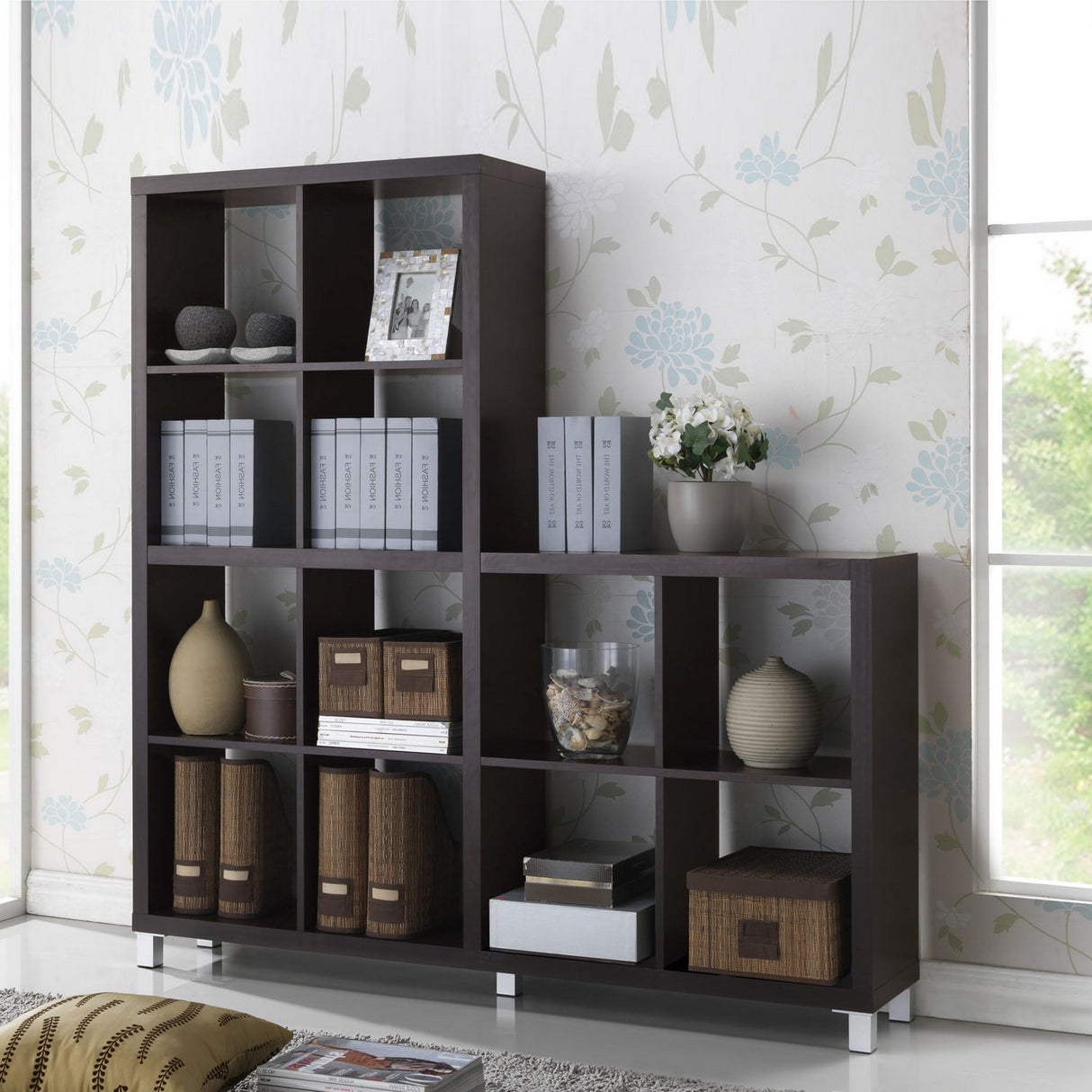 Baxton Studio Sunna Modern Cube Shelving Unit, Dark Brown Baxton Studio