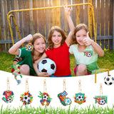 JSRQT 5D DIY Football Diamond Art Painting Keyrings Kit, Double-Sided Diamond Pasted Painting Keychians for Adult Kids, Rhinestone Mosaic Craft Painting Pendant for Handbag Backpack Party Decoration JSRQT