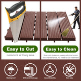 PrimeZone 162 PCS Plastic Interlocking Patio Deck Tiles - 12" x 12" Waterproof Indoor Outdoor Flooring, Patio Floor Decking for Balcony, Backyard, Garden & Poolside, All Weather Use, Dark Brown PrimeZone