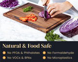 Mevell Walnut Wood Cutting Board for Kitchen, Reversible Wooden Chopping Board With Juice Grooves, Made in Canada (Walnut, 17x11x0.75) Mevell