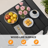 VINGLI Outdoor Coffee Table, HDPE Patio Coffee Table for Outside, All-Weather Rectangle Coffee Table for Deck, Garden, Balcony, Porch, Indoor & Outdoor Use, Black VINGLI