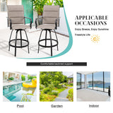 Vongrasig 4 Piece Outdoor Patio Swivel Bar Chairs, All Weather Padded Sling Textile High Top Bar Stools, Bistro Set for Backyard, Lawn Garden, Balcony, Gray Vongrasig