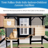 FunXplore Large Catio Outdoor Cat Enclosure Window 73" H Walk-in Cat House Kitty Cage for Multiple Indoor Outdoor Cats Outside Patio with 5 Access Doors Waterproof Roof FunXplore