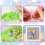 Elephant Diamond Art Painting Kits for Kids with Frame, Animal Diamond Art for Kids Ages 4-8-12, Easy Kid Gem Painting Kit with Beautiful Package for Gift Home Wall Decor (7x7 inch) xackcme