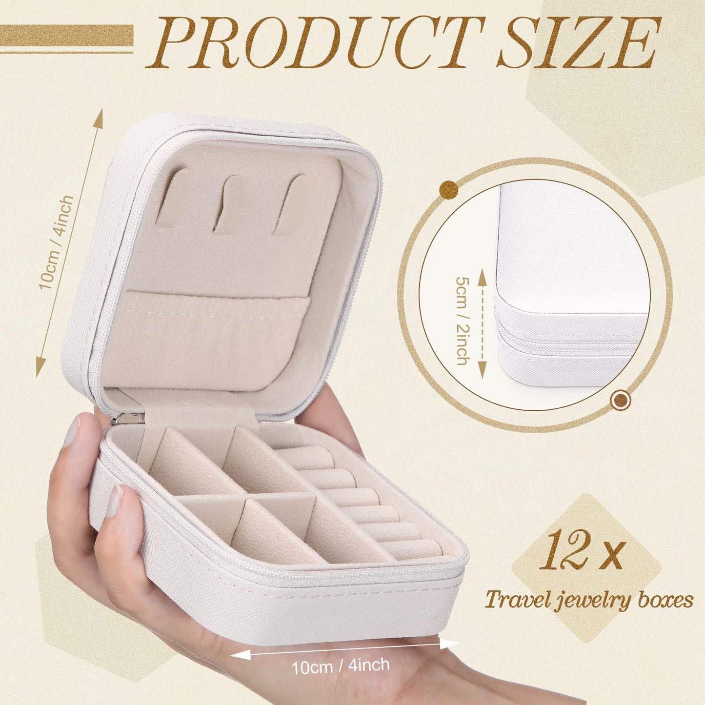 Yinkin 12 Pcs Mini Travel Jewelry Case Bridesmaid Proposal Gift Boxes Small Jewelry Organizer PU Leather Earring Organizer Box Bulk Travel Accessories Portable Travel Jewelry Holder (White)