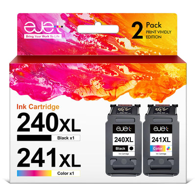 ejet PG-240XL/CL-241XL Ink Cartridge Replacement for Canon 240XL 241XL Combo Pack for Canon Printer Ink 240 241 High Capacity for Pixma MG3620 TS5120 MG2120 MG3520 MX452 MX512 MX532 MX472 (2 Pack)