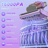 AUXCO Mattress Vacuum Cleaner, Bed Vacuum Cleaner with 16Kpa Suction, UV-C Light & 15000 Rpm/Min Dual Brushroll Rotation, HEPA Filter Powerful Double-Cup Mattress Vacuum for Bed/Carpets/Fabric Surface AUXCO