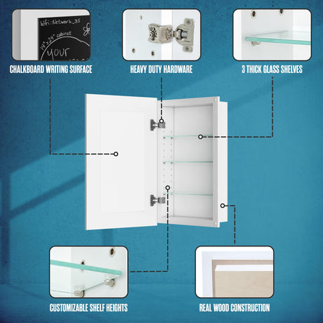 Houseables Medicine Cabinet No Mirror, Recessed, Hidden in Wall Niche, Without Mirror, Chalkboard, Concealed, Built in, Between Stud Shelf Insert, for Bathroom Storage, 14x24 Inch (17x27) Houseables