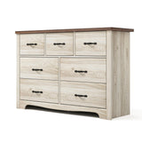 LINSY HOME 7 Drawer Double Dresser, SGS Certified Dresser for Bedroom, Farmhouse Dresser Chest with Wide Drawers, Wood Storage Chest of Drawers for Living Room LINSY HOME
