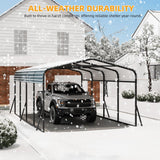 12' x 20' Heavy Duty Metal Carport with Galvanized Steel Roof, Metal Roof Carport with Enhanced Base, Tall Metal Carport Kits Garage for Tractors, Pickup, Boat, Car LuyFuitre