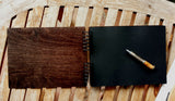 Personalize It Wooden Rustic Book 11" x 8.5" : Made in USA (All Black Cardstock Inside Pages, Front Cover Burnt Cocoa Wood) DIY Scrapbook Album Guestbook Photo Guest Book Sketch Pad Personalize It