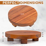 Demigo Round Wood Riser Board 9.5 inches, Natural Acacia Wood, Farmhouse Plant Holder, Multi-Purpose Display Stand, Wooden Pedestal for Soap, Plants, Candles, Countertop, Kitchen, Bathroom Demigo