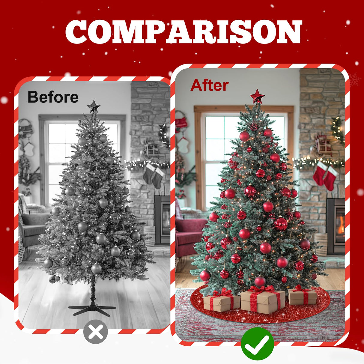 BlessedSeason Christmas Tree Skirt, 21 Inch Red Tree Skirt Satin Skirt with Small Sequins, Small Tree Skirt for 3 4 5ft Tree, Christmas Tree Decoration BlessedSeason