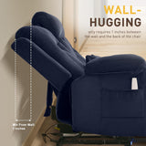 SnyFivv 68.9" Wall Hugger Recliners, Power Loveseat Recliner Sofa with Flip Back Console/Bluetooth Speaker/AC Outlets/LED Lights/Lumbar Pillows for Living Room, Movie Room, RVs, Home Theater (Blue) SnyFivv