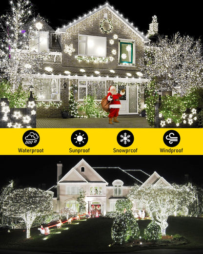 KNONEW 170FT Outdoor Christmas Fairy Lights Plug in,500 LED String Lights Outdoor Waterproof 8 Modes Memory Times for Wedding Bedroom Walls Garden Trees Decoration(Cool White)