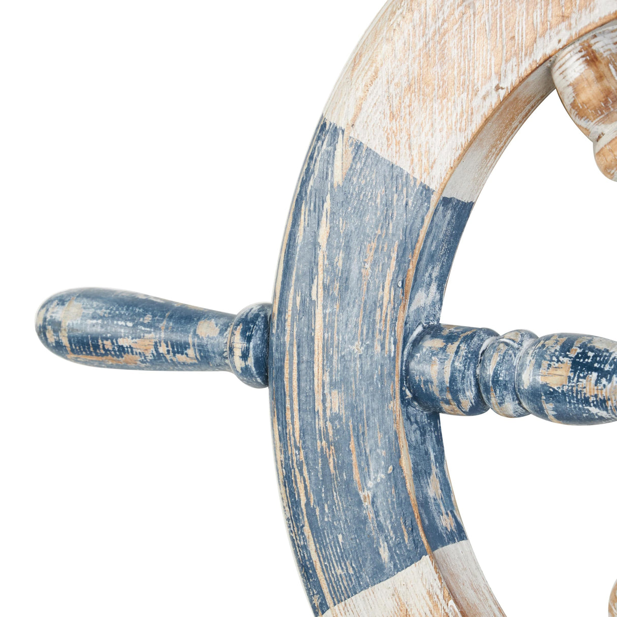 Deco 79 Wood Ship Wheel Home Wall Decor Distressed Two-Toned Wall Sculpture with Brown Accents, Wall Art 19" x 2" x 22", Blue Deco 79