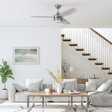 Honeywell Ceiling Fans Berryhill, 48 Inch Ceiling Fan with Color Changing LED Light, Pull Chain, Dual Mounting Options, 3 Dual Finish Blades, Reversible Airflow - 51857-01 (Brushed Nickel) Honeywell Ceiling Fans