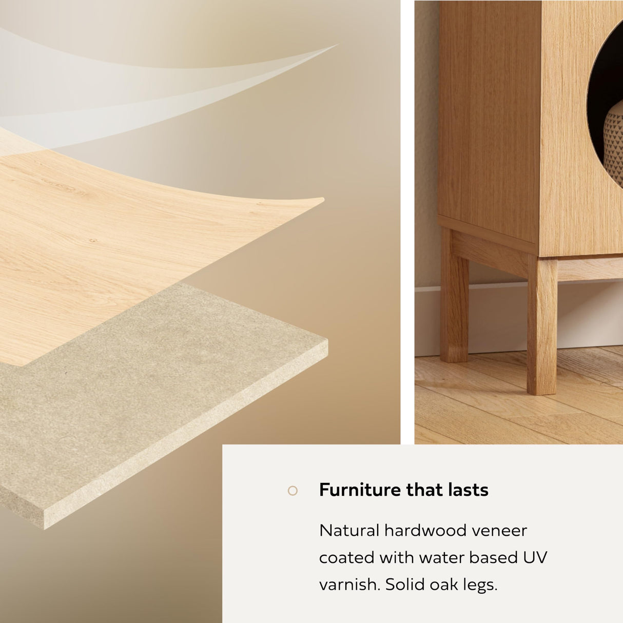 WERMO 18’’ Showcase Display Cabinet with Geometric Cut-Out Doors - Modern Curio Cabinet for Dining Room, Living Room, Entryway. Trophy Case and Collectible Display Case Wood with Door & Storage (Oak) WERMO