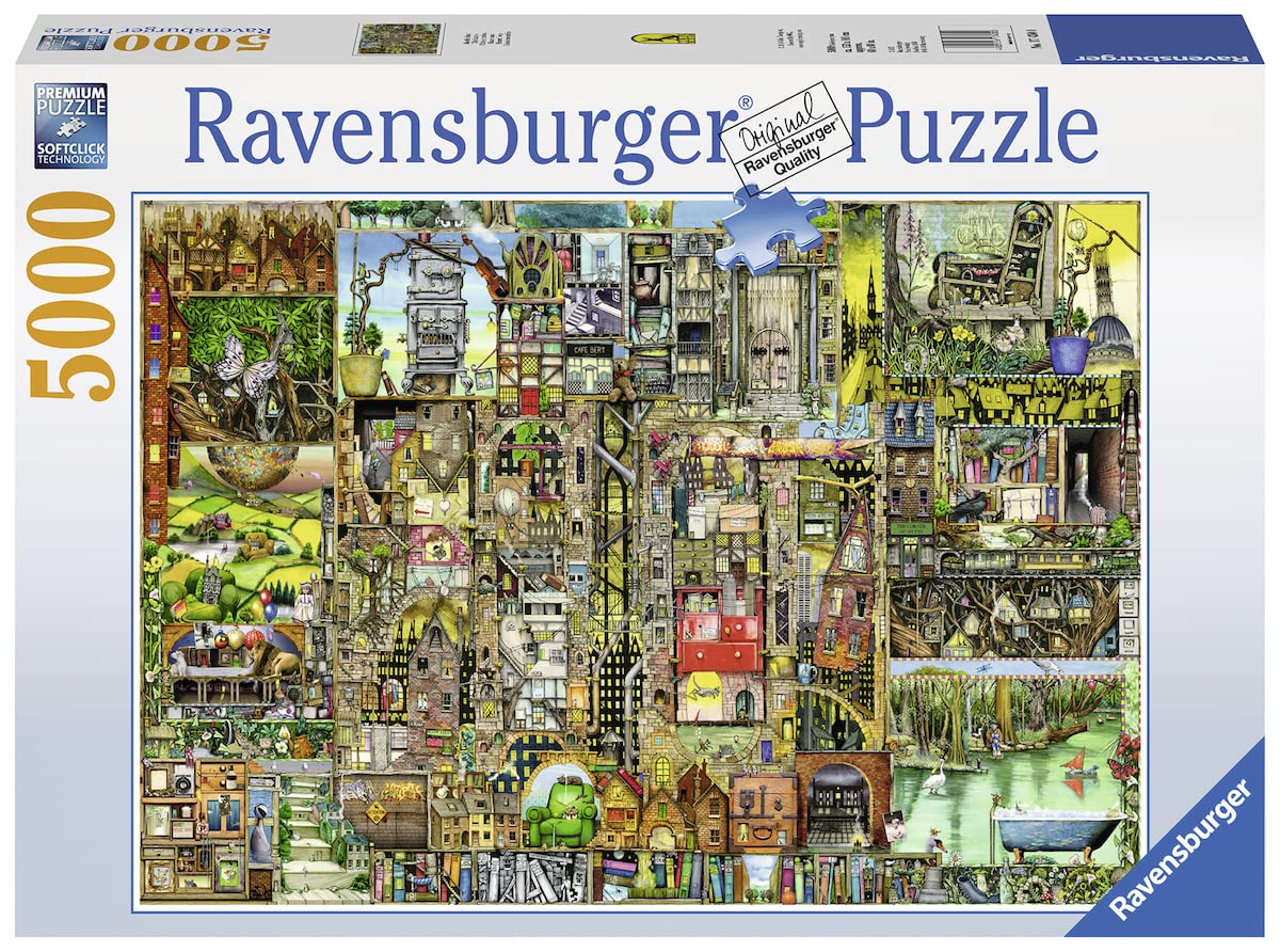 Ravensburger Colin Thompson: Bizarre Town 5000 Piece Jigsaw Puzzle for Adults | Premium Quality with Unique Piece Design | Anti-Glare Surface | Ideal for Group Activity | FSC-Certified Materials